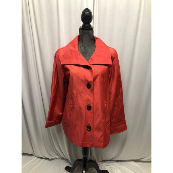 Portrait Jacket Womens Size Large Coral Button Up Lined Coat - Picture 1 of 8